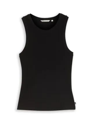 Denim Tom Tailor - Slim Fit Top mit Rippstruktur deep black - Gr. - M