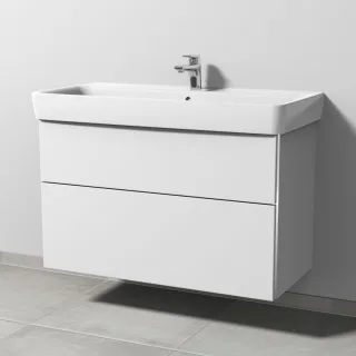 Sanipa 3way Waschtischunterbau zu Geberit Renova Plan Waschtisch mit 2 Auszügen, Weiß-Soft BR88143