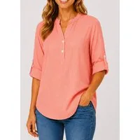 Mississhop Schlupfbluse Damen 100 % Baumwolle -leichte Schlupfbluse gestreift S/M