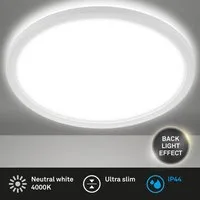 Briloner Leuchten LED Panel Deckenlampe Deckenleuchte Backlight-Effekt Badezimmer IP44, LED fest integriert, 4000K