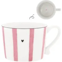 Bastion Collections Cappuccinotasse »Big Stripes« Rosa, Keramik-Tasse gestreift, 300ml
