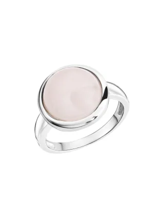 Zeeme Gemstones Ring Silber 925 rhodiniert mit echtem Rosenquarz 12mm