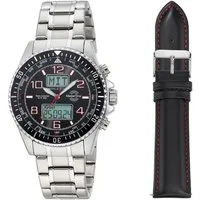 MASTER TIME Funkchronograph Super Power MTGA-10920-22M, (Set, 2-tlg., mit Wechselband), Quarzuhr, Armbanduhr, Herrenuhr, ideal auch als Geschenk