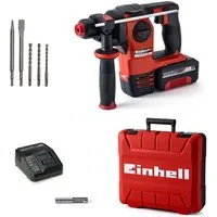 Einhell Akku-Bohrhammer HEROCCO Kit +5, Inkl. Akku 18V/3Ah, Ladegerät, Bit- Adapter, Bohrer, Meißel und Koffer