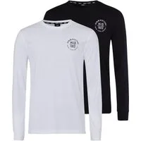 H.I.S Langarmshirt (Packung, 2-tlg., 2er-Pack) Langarm, bedruckt, Rundhalsausschnitt, aus 100% Baumwolle