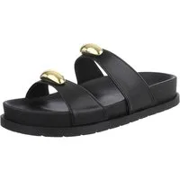 Ital-Design Bequeme Damen-Sandalen mit goldenen Details – Beige Pantolette (89368722) Flach Pantoletten in Schwarz