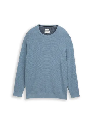 Tom Tailor - Plus Size - Strickpullover aus Baumwolle faded blue melange - Gr. - 3XL