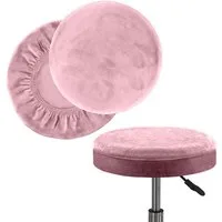 Agger Stuhlhusse Hockerbezug Rund Barhockerbezug Stuhlbezug Stretch,Stuhlüberzug, Rollhocker Barhocker Luxuriöser Stoff,Waschbar Staubdicht Hocker Bezug
