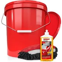 detailmate Sonax Auto GlanzShampoo, Wascheimer + Deckel, Waschhandschuh Auto-Reinigungsmittel (Classic, [- Autoshampoo - Eimer - Waschhandschuh)