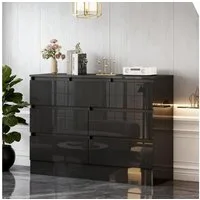 LuxusKollektion Kommode Kommode Hochglanz 6 8 Schubladen Sideboard Stauraum Black 7 Drawer