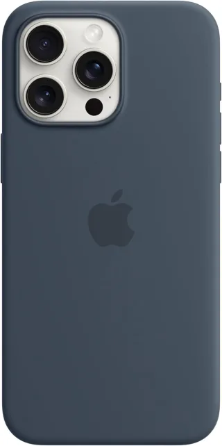 Apple Silikon Case mit MagSafe [für iPhone 15 Pro Max] sturmblau