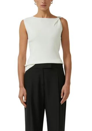 s.Oliver BLACK LABEL - Ärmelloses Top mit raffiniertem Knotendetail weiß - Gr. - 36