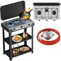 HOMELUX Gaskocher Campingkocher, 3/4/5 Flammig Gasherd Kochfeld, Campingkocher mit 1,5M Anschlussschlauch und Druckminderer 50 mbar