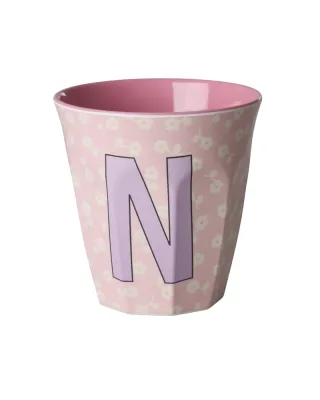 Rice Melamin Becher Buchstabe N/Flowers/Hellrosa 250ml