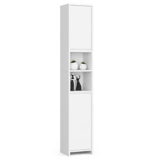 Akord Hochschrank, Weiß, Holzwerkstoff, 4 Fächer, Rechteckig,Rechteckig, 32x180x28 cm, Badezimmer, Badezimmerschränke, Hochschränke