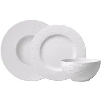 Villeroy & Boch Geschirr-Set Manufacture Rock blanc (6-tlg), 2 Personen, Fine China-Porzellan, Made in Germany, Fine China Porzellan