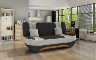 Klick-klack-Sofa Schlafsofa KANDY in Stoff Sawana Schwarz-Hellgrau