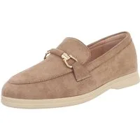 Ital-Design Elegante Loafers für Damen mit Komfort und stilvollem Design Slipper (91117113) Blockabsatz Mokassins in Hellbraun