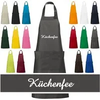Schnoschi Kochschürze Hochwertige Küchenschürze mit Küchenfee bestickt, Stickerei mit Küchenfee