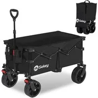 Sekey Bollerwagen 150 KG Bollerwagen Faltbar Handwagen mit Bremsen und breiten Reifen, Patentiertes, 4-fach zusammenklappbares Design, Kein Zusammenbau nötig