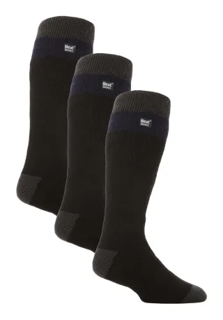 Thermische gestreifte Skisocken für Männer | Hochwertige Wärmespeicher Extra lange Socken - Schwarz / Marine