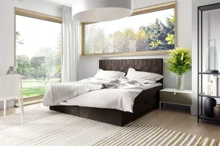 Boxspringbett Schlafzimmerbett 160x200cm LAZARO Nr.5 Braun inkl. Bettkasten