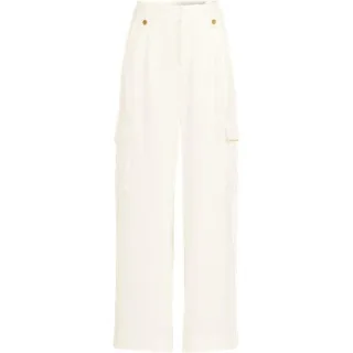 Cargo-Bundfaltenhose mit weitem Bein, Damen,  Weiß, Elasthan/Viskose/Viskose-Mischung, by Lands' End