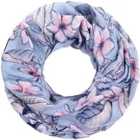 Faera Loop, Damen Schal mit tropischen Blüten weich und leicht Loop Rundschal