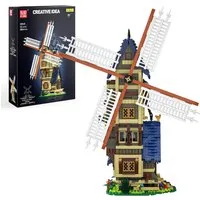COIL Spielbausteine, Konstruktions-Spielset, Bausteinset, Bauklötze, Spielbauklötze, (Modell: 10060, 1584 St), MOC-Mittelalterliche Windmühlen, für Kinder ab 14 Jahren