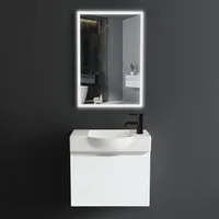 Alpenberger Badmöbel-Set Waschbecken mit Unterschrank 55 cm Breit, (Waschtischunterschrank, Badezimmerschrank Klein), Badschrank Hängend mit Badspiegel