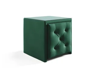 Nachttisch Nachtkonsole ERNESTO 50x50cm in Stoff Elisa Velvet Dunkelgrün