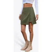 Imily Bela Cordrock Damen Minirock High-Waist seitlicher Schlitz A-förmig figurbetonend (Packung, 1-tlg., 1per-Pack) in Unifarbe Reißverschluss