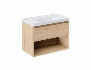 Cosmic Bbest Unterschrank 1 Schublade Und 1 Ablage mit Teckstone-Waschbecken, Eiche Natur, WJB010P18 WJB010P1801194
