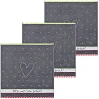 Kracht Geschirrtuch 100% Liebe, (Set, 3-tlg., Set), 3er Pack Frottee Küchenhandtücher (3 Stück), ca.50x50cm Baumwolle