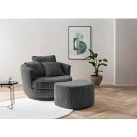 Home affaire Drehsessel MAISIE Cord, Love Seat XXL Lese-Sessel, Big-Sessel mit Hocker, (2-St), Set in MEGA CORD und Web-Velours, drehbar 360 Grad