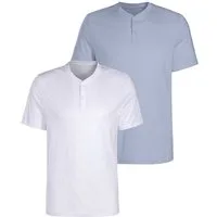 H.I.S Henleyshirt (Packung, 2) Kurzarmshirt mit Henleykragen, strukturierte Baumwolle