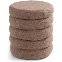 Home4You Polsterhocker Ø 40 x H 46 cm, Taupe, Teddystoff, (1 St), MDF, mit Deckel und Stauraum
