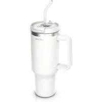 Arendo Thermobecher Tumbler 1200 ml, Becher mit Deckel, Henkel und Strohhalm, Thermal Mug, 4-tlg., Edelstahl, doppelwandig, Vakuumgehäuse aus Edelstahl, luftdichter Verschluss