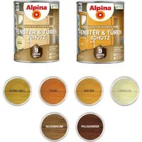 Alpina Holzschutzlasur Alpina 2,5 L. Fenster- und Türen Schutz Holzlasur Farbwahl, Mit bis zu 9 Jahren Schutzdauer