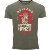 Neverless Print-Shirt Herren Vintage Shirt Hattori Hanzo Sword and Sushi Okinawa Japan mit Print