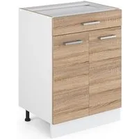 Vicco Unterschrank R-Line, Sonoma/Weiß, 60 cm mit Schublade, ohne Arbeitsplatte (1-St)