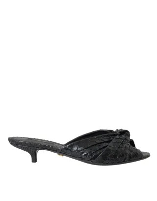 Dolce & Gabbana Schwarze Exotische Leder Absätze Riemchenschuhe