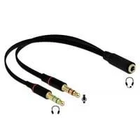 Headset Adapter 1x3,5 Klinkenbuchse > 2x3,5 3Pin Klinkstecker schwarz