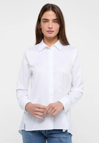 ETERNA - Soft Luxury Shirt Bluse Twill Langarm off-white - Gr. - 42/Langarm