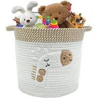 BlingBin Aufbewahrungskorb Wäschekorb mit Griffen, Kinder Aufbewahrungskorb Spielzeugkörbe (1er Set, 1 St., 30*30cm), Gewebter Ufbewahrung Körbe für Handtücher Spielzeug Kleidung, Giraffe