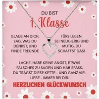 22Feels Schmuckset Einschulung Geschenk Mädchen Halskette 1. Klasse Schulanfang Schmuck (inkl. Geschenktasche, Karte(n), Poliertuch, Beutel), Echt-Silber 925/000, Karte Made In Germany