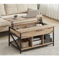 VASAGLE Couchtisch höhenverstellbar, Wohnzimmertisch, sofatisch (inkl. Zubehörpaket & Anleitung) aufklappbar), holz, versteckter Stauraum, 60 x 100/120 x (48-62) cm