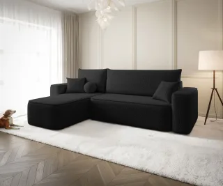 Ecksofa Schlafsofa Sofa AGEPO Stoff Quelle Schwarz Ottomane Links