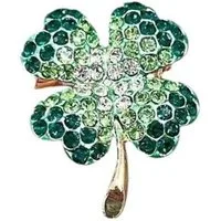 MayTree Brosche "Kleeblättchen", grün (Stück, 1-tlg), Metallbrosche mit Glassteinen und Strass in Form eines Klees