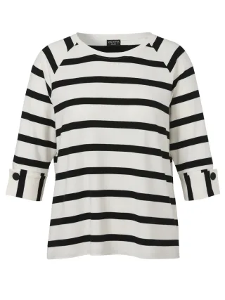 VIA APPIA DUE - Gestreiftes Sweatshirt mit Rundhalsausschnitt und 3/4-Ärmeln blau/weiß - Gr. - 50